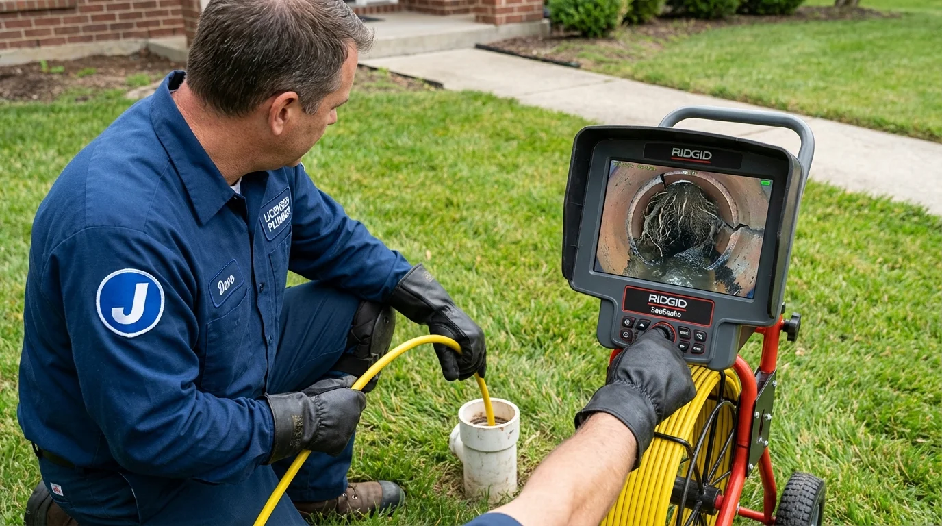 Sewer camera inspection being performed by Johns Plumbing LLC in Warsaw